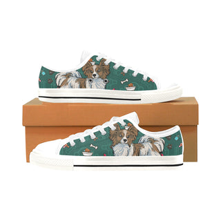 Papillon Dog White Men's Classic Canvas Shoes/Large Size - TeeAmazing