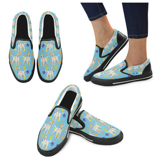 Labrador Retriever Water Colour Pattern No.1 Black Women's Slip-on Canvas Shoes/Large Size (Model 019) - TeeAmazing