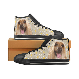Afghan Hound Black Men’s Classic High Top Canvas Shoes /Large Size - TeeAmazing