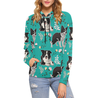 Border Collie Flower All Over Print Hoodie for Women (USA Size) (Model H13) - TeeAmazing
