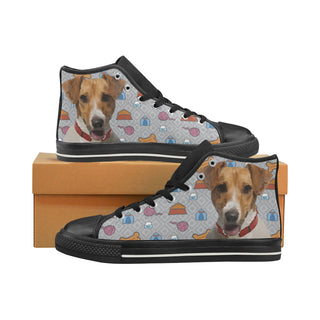 Jack Russell Terrier Black High Top Canvas Women's Shoes/Large Size - TeeAmazing