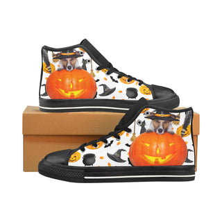 Jack Russell Halloween Black Men’s Classic High Top Canvas Shoes /Large Size - TeeAmazing