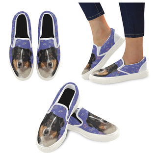 Australian Shepherd White Women's Slip-on Canvas Shoes - TeeAmazing