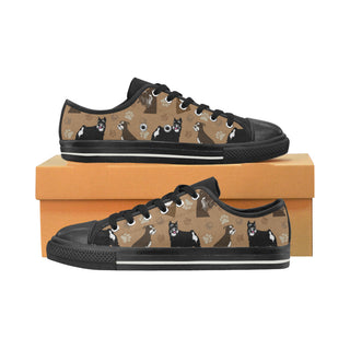 Miniature Schnauzer Pattern Black Low Top Canvas Shoes for Kid - TeeAmazing