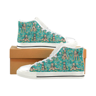 Airedale Terrier Pattern White Men’s Classic High Top Canvas Shoes - TeeAmazing