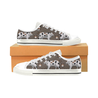 Manx White Low Top Canvas Shoes for Kid - TeeAmazing