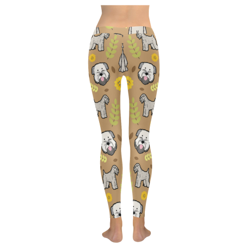 Soft Coated Wheaten Terrier Flower Low Rise Leggings (Invisible Stitch) (Model L05) - TeeAmazing