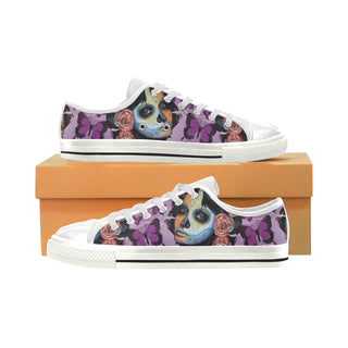 Sugar Skull Candy V1 White Canvas Women's Shoes/Large Size - TeeAmazing