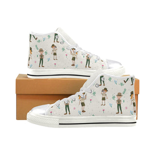 Zoo Keeper Pattern White Women's Classic High Top Canvas Shoes - TeeAmazing