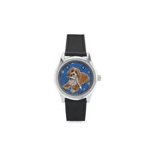 Cavapoo Dog Kid's Stainless Steel Leather Strap Watch - TeeAmazing