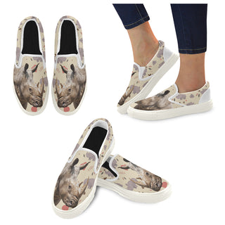 Rhino White Women's Slip-on Canvas Shoes - TeeAmazing