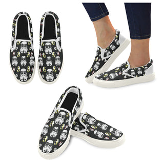 Kisstrooper White Women's Slip-on Canvas Shoes - TeeAmazing
