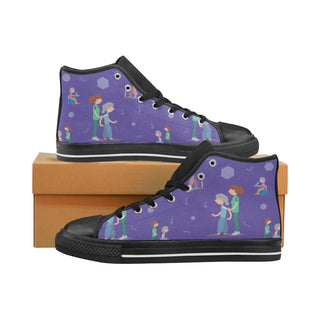 Physical Therapist Pattern Black High Top Canvas Shoes for Kid - TeeAmazing