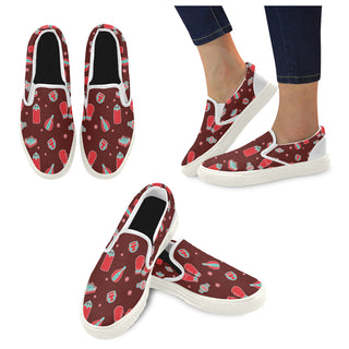 Boxing Pattern White Women's Slip-on Canvas Shoes - TeeAmazing