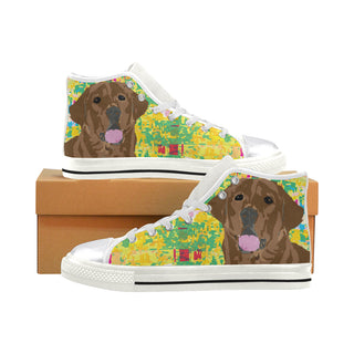 Chocolate Lab White Women's Classic High Top Canvas Shoes - TeeAmazing
