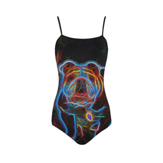 English Bulldog Glow Design 2 Strap Swimsuit - TeeAmazing
