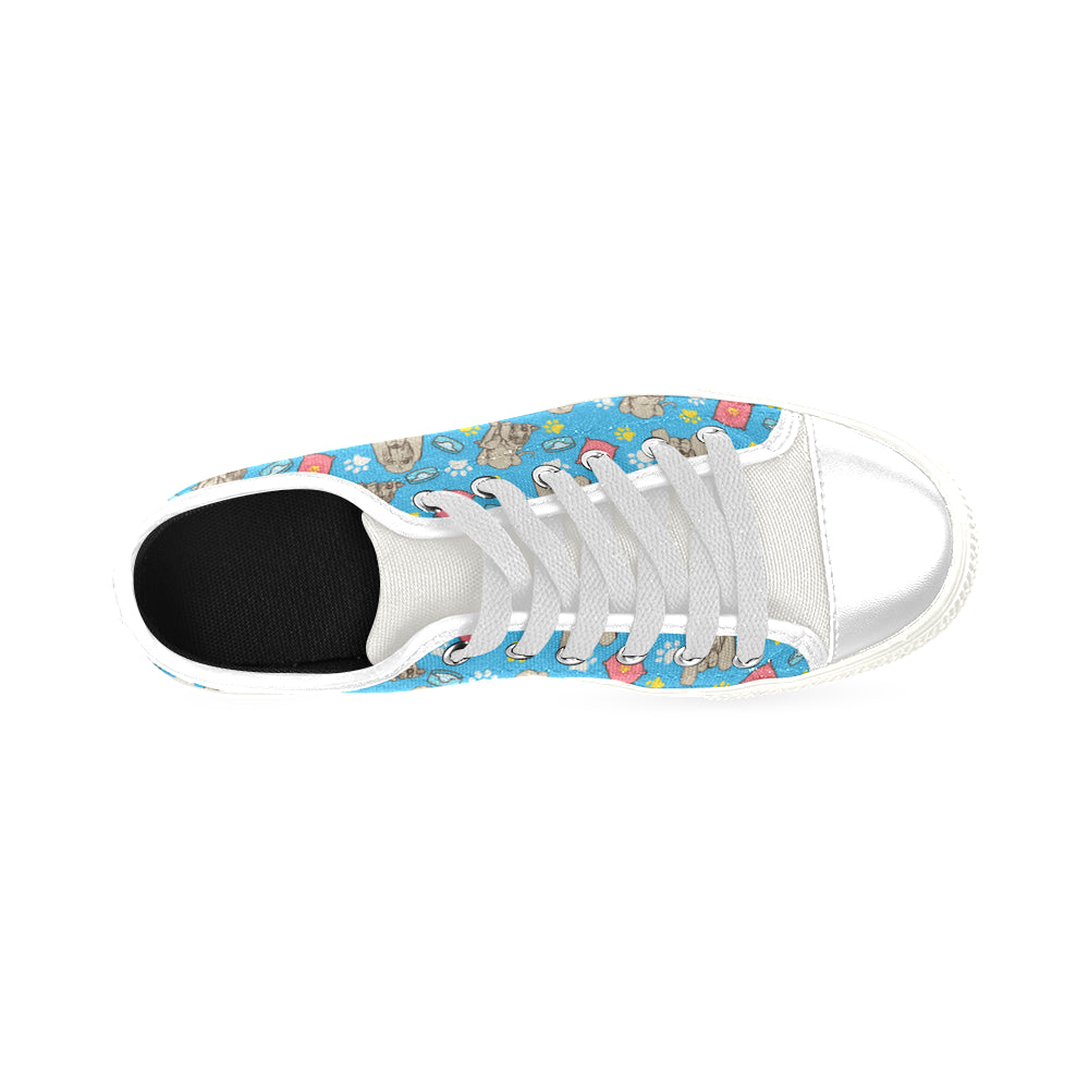 Bloodhound Pattern White Low Top Canvas Shoes for Kid - TeeAmazing