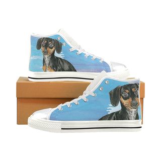 Dachshund Water Colour No.1 White High Top Canvas Women's Shoes/Large Size - TeeAmazing