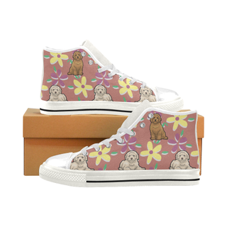 Labradoodle Flower White Men’s Classic High Top Canvas Shoes - TeeAmazing