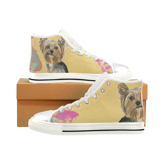 Yorkshire Terrier Water Colour No.1 White High Top Canvas Women's Shoes/Large Size - TeeAmazing