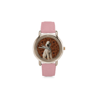Bedlington Terrier Dog Women's Rose Gold Leather Strap Watch - TeeAmazing
