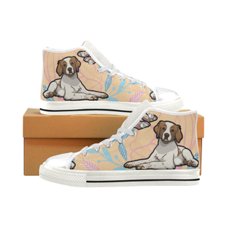 Brittany Spaniel Flower White Men’s Classic High Top Canvas Shoes - TeeAmazing