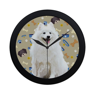 Samoyed Dog Black Circular Plastic Wall clock - TeeAmazing