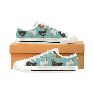Chicken Pattern White Low Top Canvas Shoes for Kid - TeeAmazing