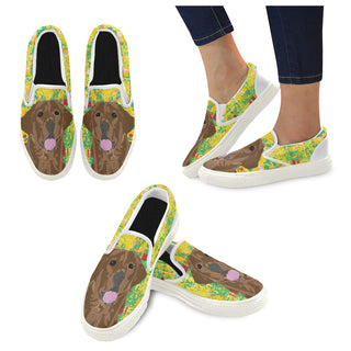 Chocolate Lab White Women's Slip-on Canvas Shoes - TeeAmazing