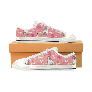 Brittany Spaniel Pattern White Low Top Canvas Shoes for Kid - TeeAmazing