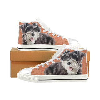 Miniature Schnauzer White High Top Canvas Women's Shoes/Large Size - TeeAmazing