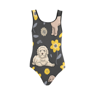 Goldendoodle Flower Vest One Piece Swimsuit (Model S04) - TeeAmazing