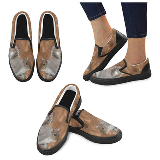 Squirrel Black Women's Slip-on Canvas Shoes - TeeAmazing