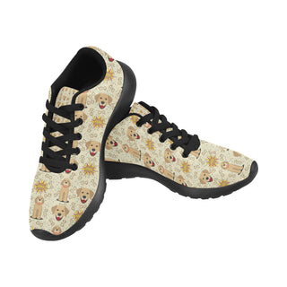 Golden Retriever Pattern Black Sneakers for Women - TeeAmazing