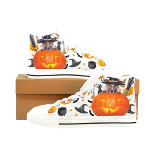 Jack Russell Halloween White Men’s Classic High Top Canvas Shoes /Large Size - TeeAmazing