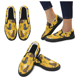 Newfoundland Flower Black Women's Slip-on Canvas Shoes - TeeAmazing