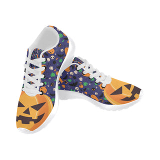 Pumpkin Halloween White Sneakers for Men - TeeAmazing