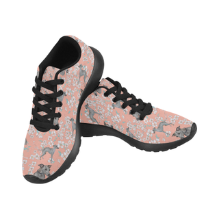 Italian Greyhound Flower Black Women’s Running Shoes (Model 020) - TeeAmazing