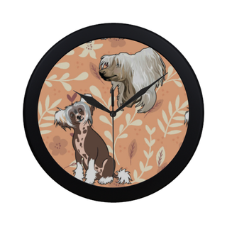 Chinese Crested Flower Black Circular Plastic Wall clock - TeeAmazing