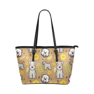 Soft Coated Wheaten Terrier Flower Leather Tote Bag/Small - TeeAmazing