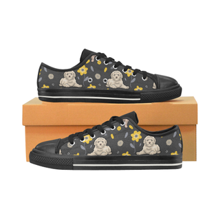 Goldendoodle Flower Black Canvas Women's Shoes/Large Size (Model 018) - TeeAmazing