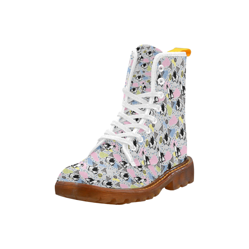 American Staffordshire Terrier Pattern White Boots For Men - TeeAmazing