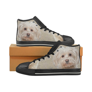 Maltese Lover Black Men’s Classic High Top Canvas Shoes - TeeAmazing