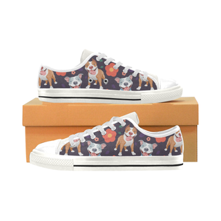 Pit bull Flower White Men's Classic Canvas Shoes - TeeAmazing