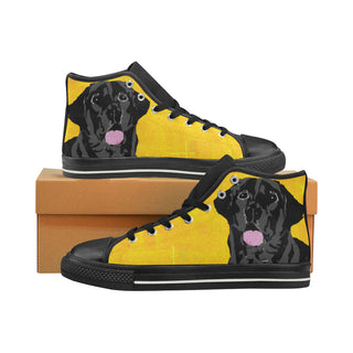 Black Labrador Black High Top Canvas Women's Shoes/Large Size - TeeAmazing