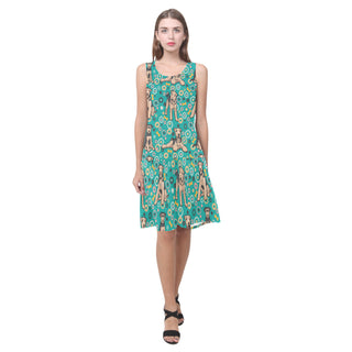 Airedale Terrier Pattern Sleeveless Splicing Shift Dress - TeeAmazing