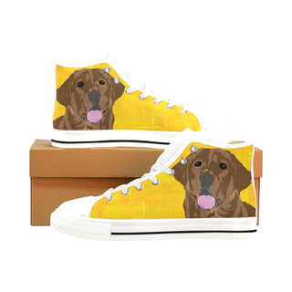 Chocolate Labrador White Men’s Classic High Top Canvas Shoes /Large Size - TeeAmazing