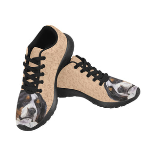 Bernese Mountain Black Sneakers for Women - TeeAmazing