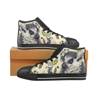 Lemur Black High Top Canvas Women's Shoes/Large Size - TeeAmazing