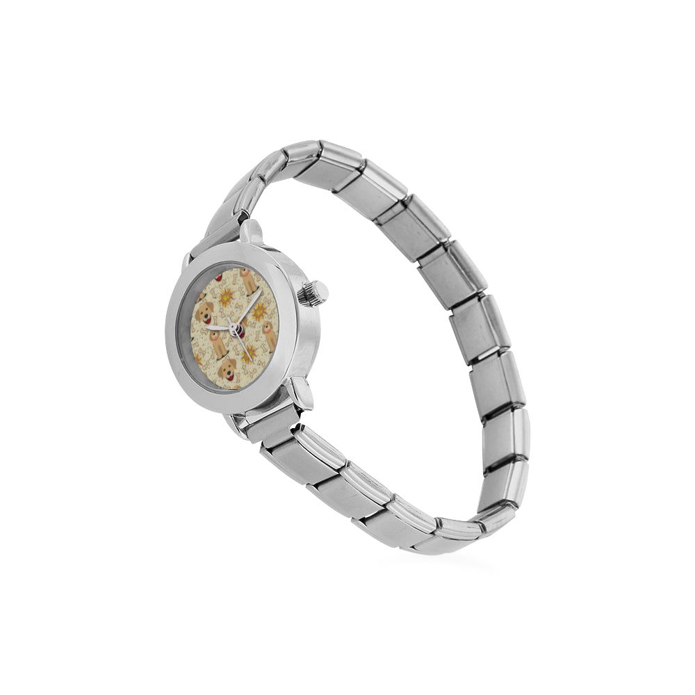 Golden Retriever Pattern Women's Italian Charm Watch - TeeAmazing